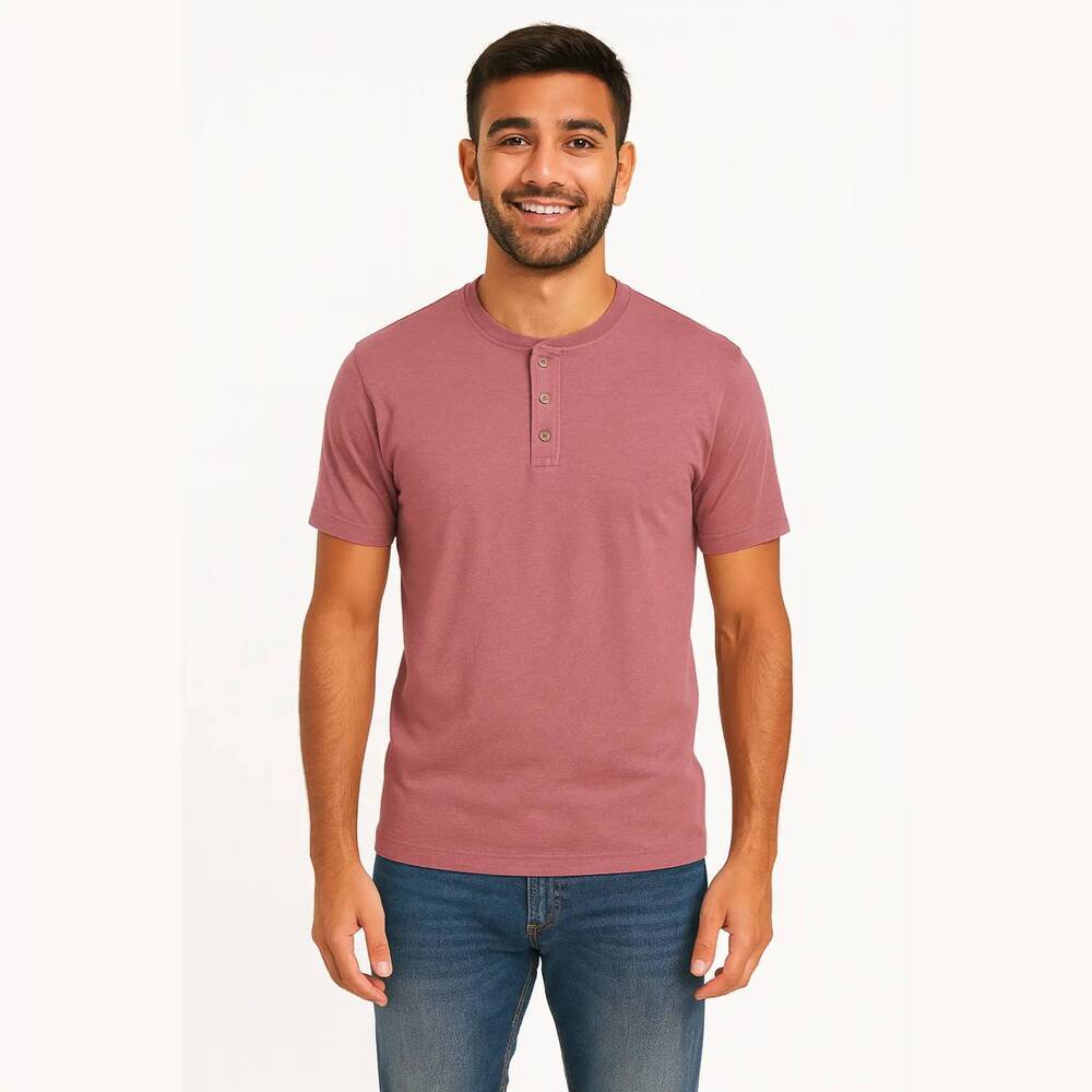 NEW AMERICAN HERITAGE henley top in fuchsia